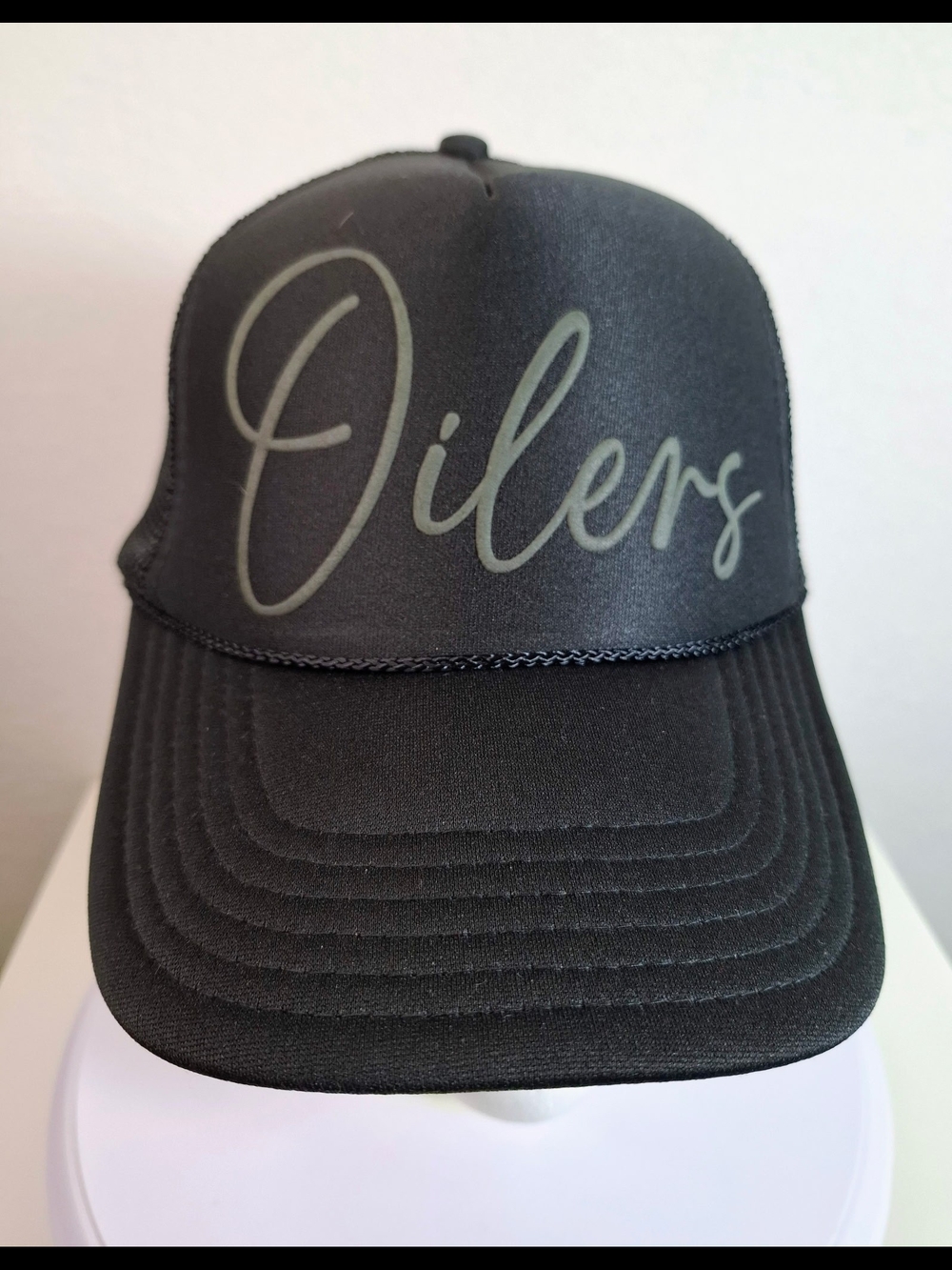OTTO Black Trucker Hat with Gray 'Oilers' Script
